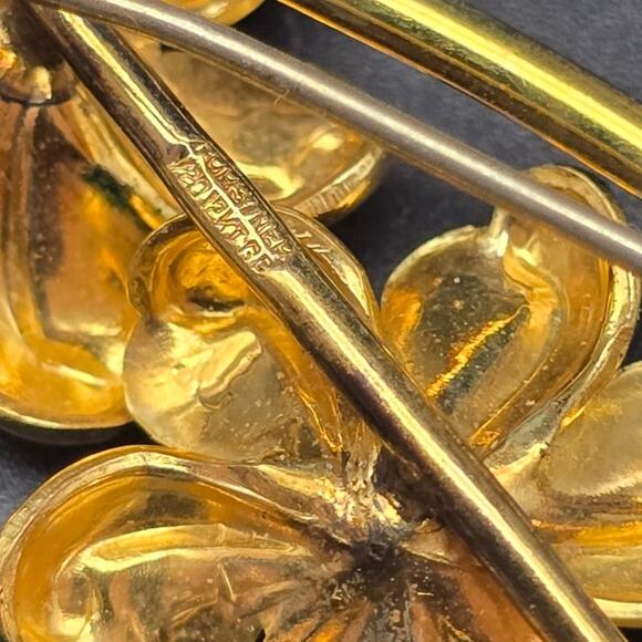 Forstner 12K Gold Filled Floral Brooch Oval Two Flowers Vintage Jewelry - Picture 5 of 7